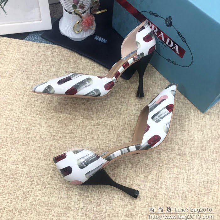 PRADA普拉達 2019專櫃春夏主打系列 口紅風系列 春夏時尚 高跟單鞋  ljl1020